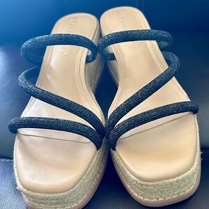 Copper Key Women's Casual Chic espadrille strappy platform wedge Black 8.5